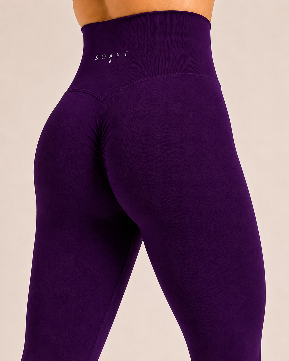 SOAKT Sculpt Legging Core in Deep Aubergine with high-rise waistband and subtle scrunch detailing