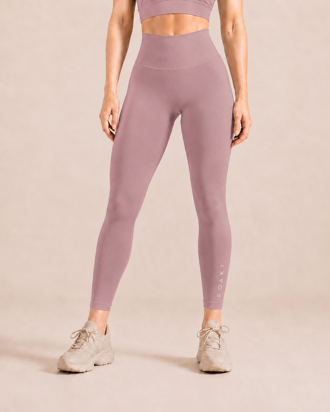 SOAKT Sculpt Legging Core in Dusty Heather with high-rise waistband and subtle scrunch detailing