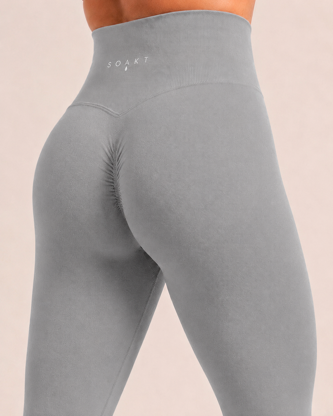 SOAKT Sculpt Legging Core in Fog Grey with high-rise waistband and subtle scrunch detailing