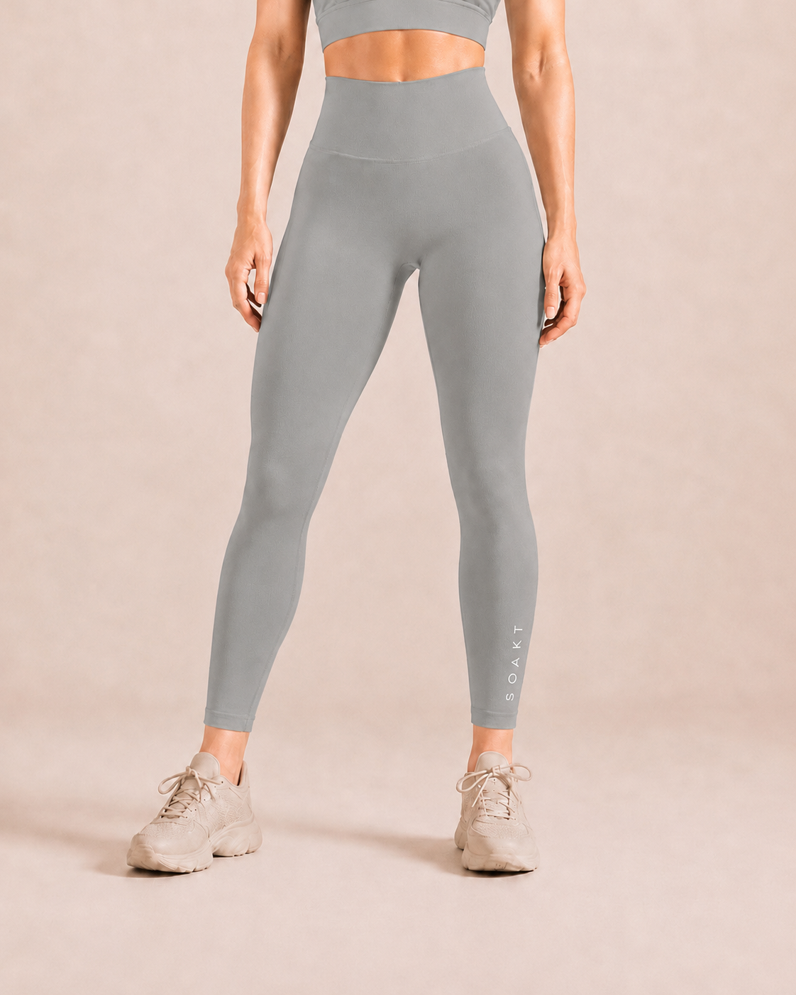 SOAKT Sculpt Legging Core in Fog Grey with high-rise waistband and subtle scrunch detailing