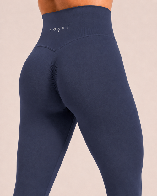 SOAKT Sculpt Legging Core in Storm Blue with high-rise waistband and subtle scrunch detailing