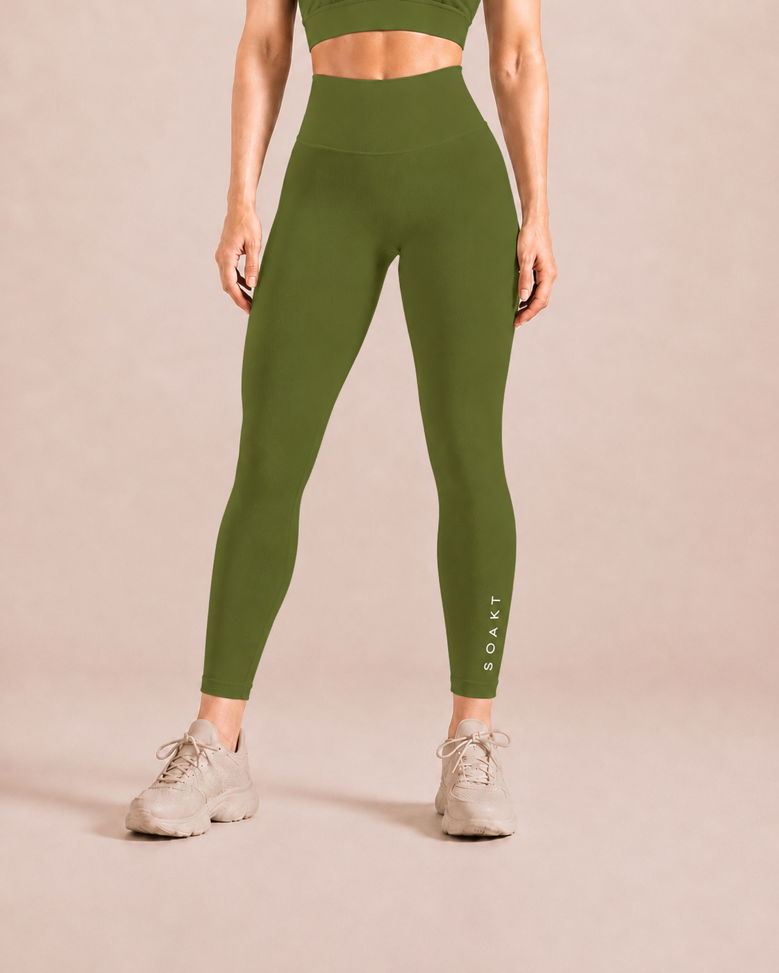 SOAKT Sculpt Legging Core in Wild Aloe with high-rise waistband and subtle scrunch detailing