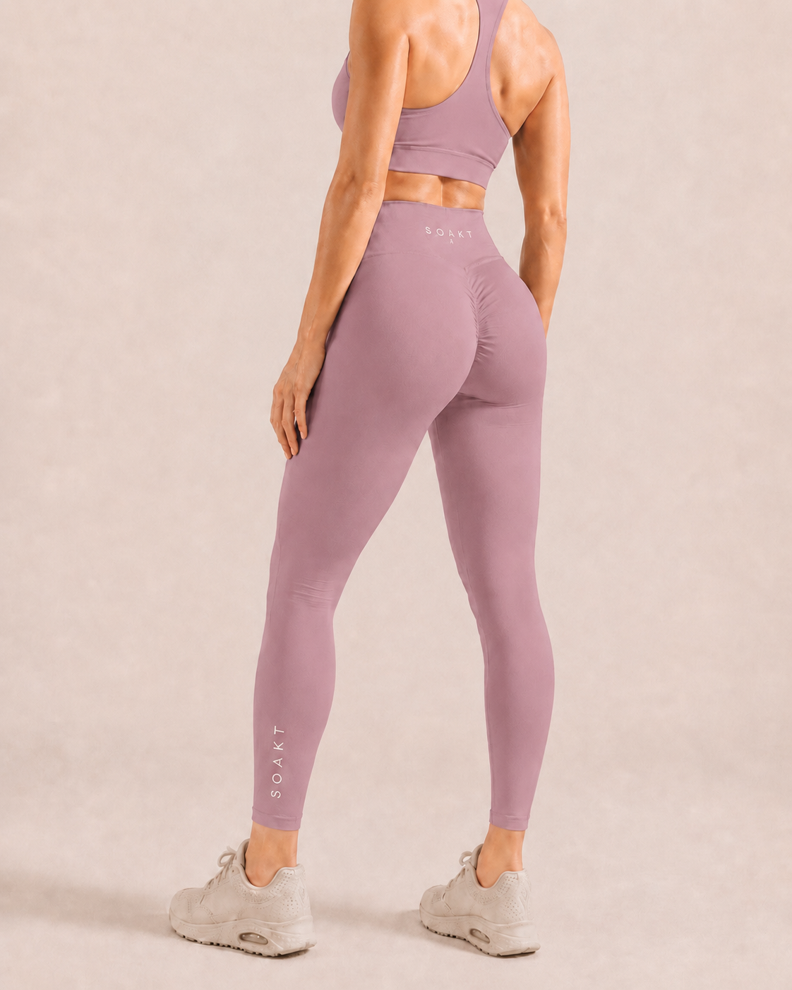 SOAKT Sculpt Legging Core in Dusty Heather with high-rise waistband and subtle scrunch detailing
