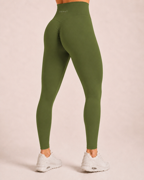 SOAKT Sculpt Legging Core in Wild Aloe with high-rise waistband and subtle scrunch detailing